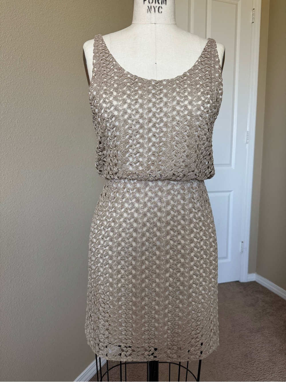 Alice + Olivia Gold Lace Dress